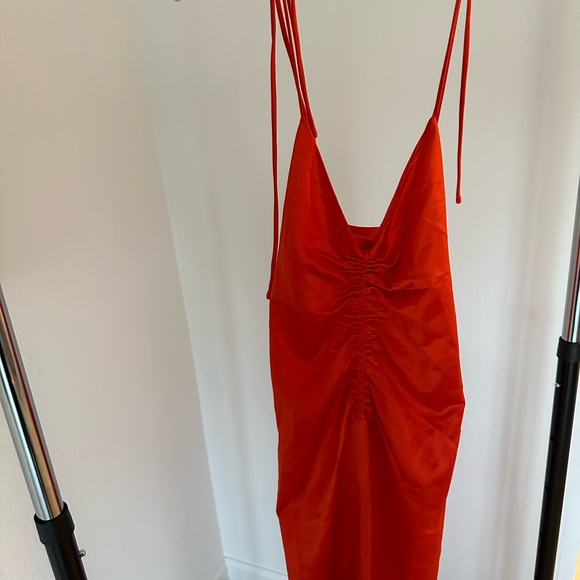 Jason Wu Dresses | Nwt Jason Wu Satin Red Orange Ruched , sexy thin strap - Picture 3 of 3
